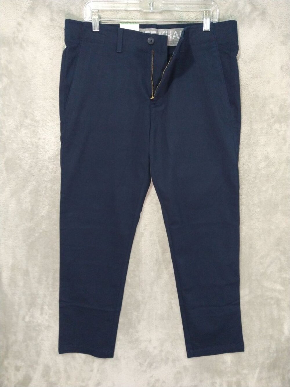 Haggar Life Khaki Pants Mens 34x30 Navy Straight Super Flex Flat Front NWT